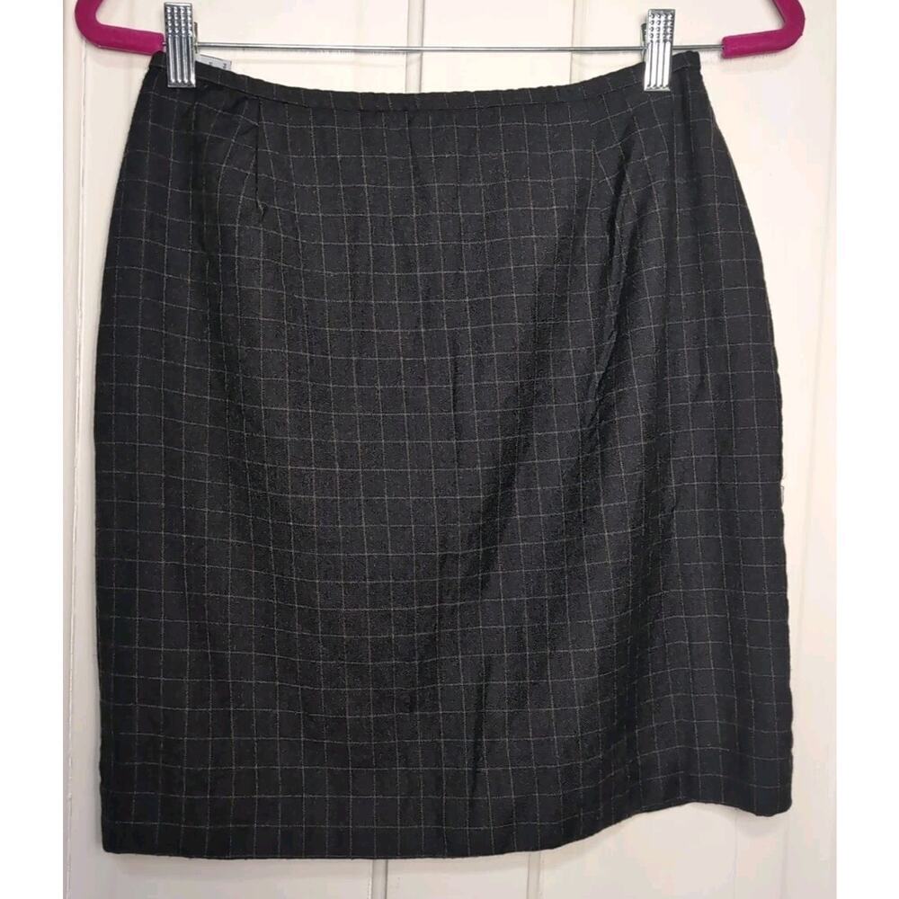 Vtg Lauren Ralph Lauren Worsted Wool Windowpane Pencil Skirt Women's 12P(997)